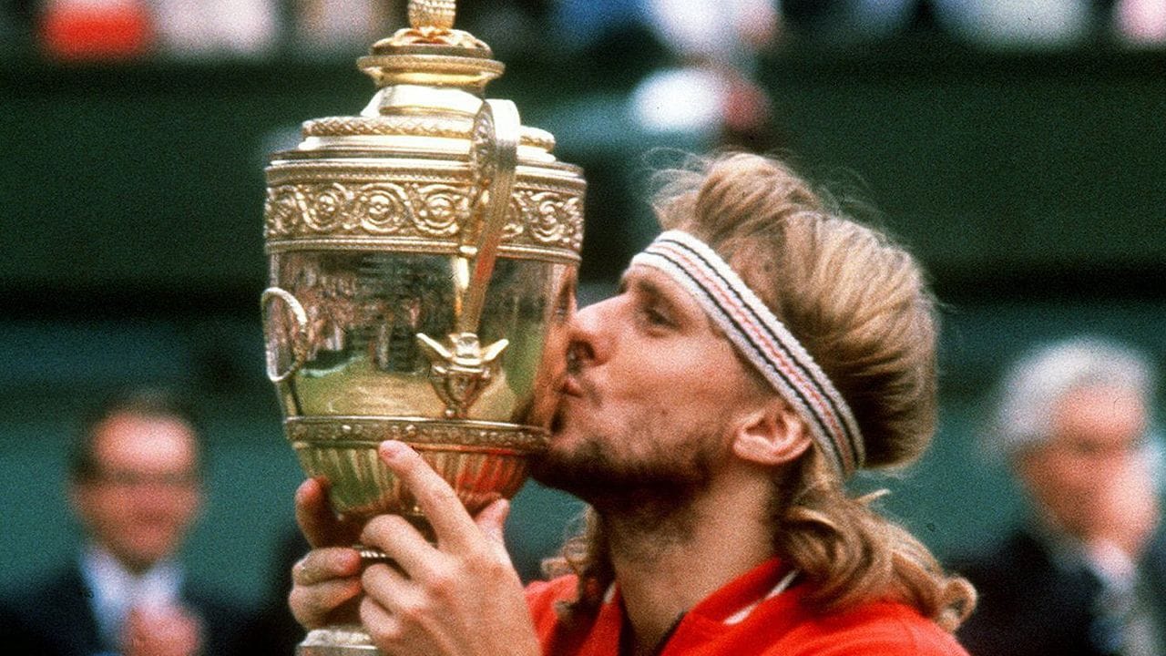 Björn Borg 1980 in Wimbledon, nachdem er das Herrenfinale zum fünften Mal in Folge gewonnen hatte.