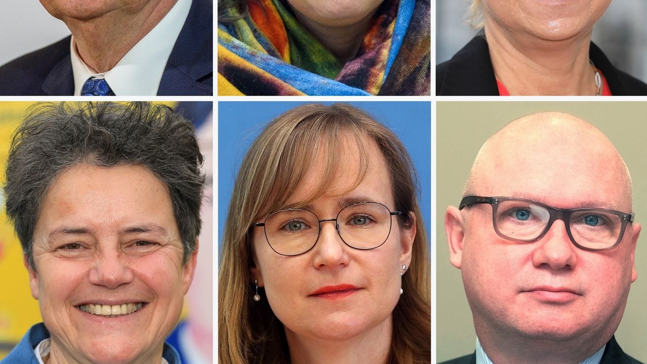Kämpfen in Sachsen-Anhalt um die Wählergunst (von links nach rechts und oben nach unten): Reiner Haseloff (CDU), Katja Pähle (SPD), Cornelia Lüddemann (Grüne), Lydia Hüskens (FDP), Eva von Angern (Linke) und Oliver Kirchner (AfD).