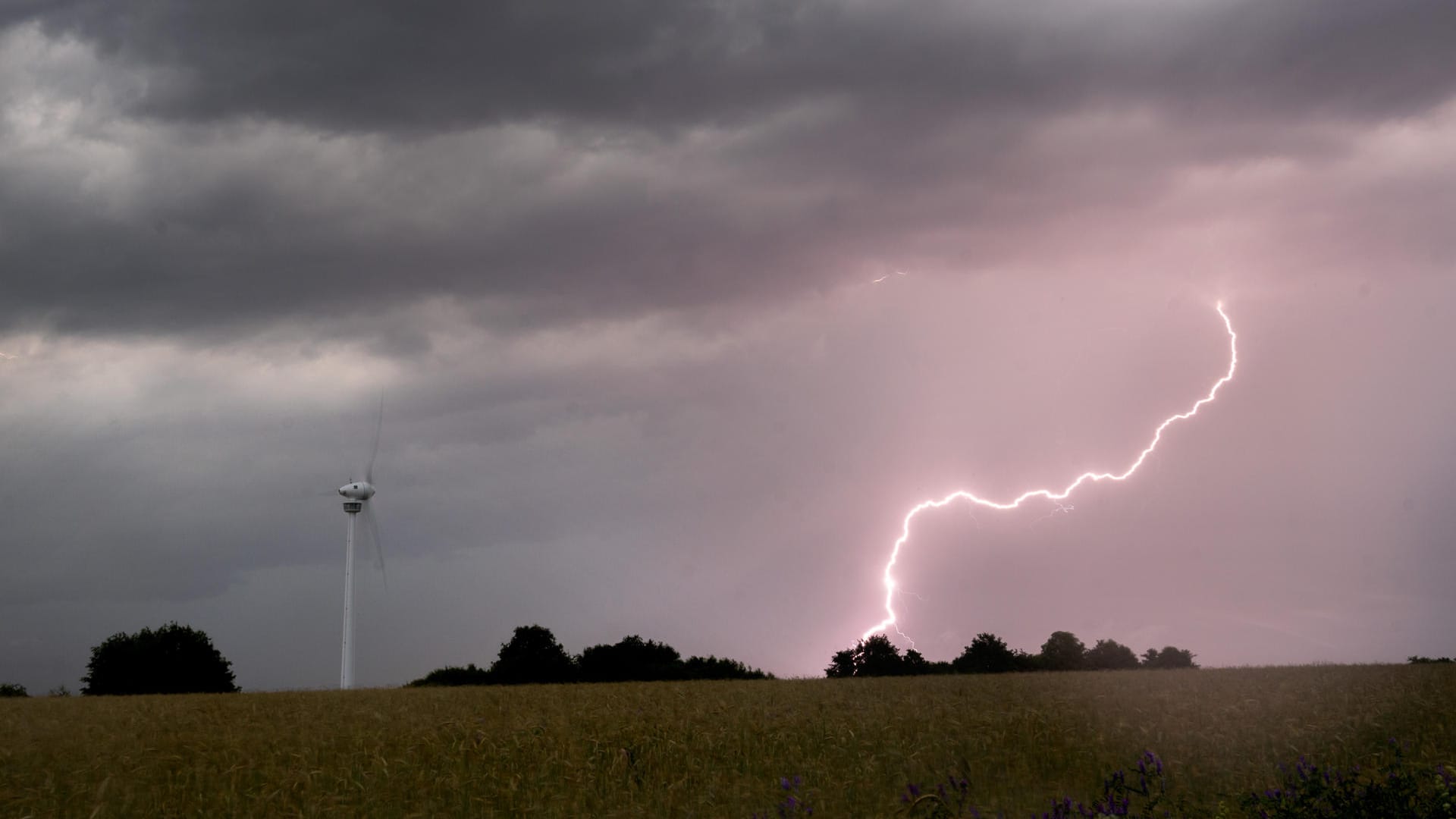 Niedersachsen: Ein Blitz schlägt am frühen Morgen während eine Gewitters in der Region Hannover ein.