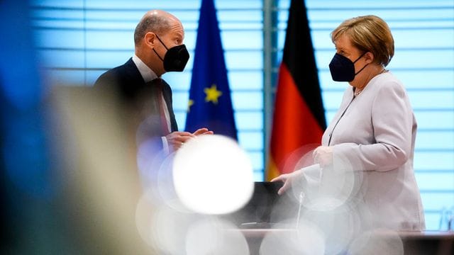 Kanzlerin Angela Merkel und Finanzminister Olaf Scholz im Kanzleramt.