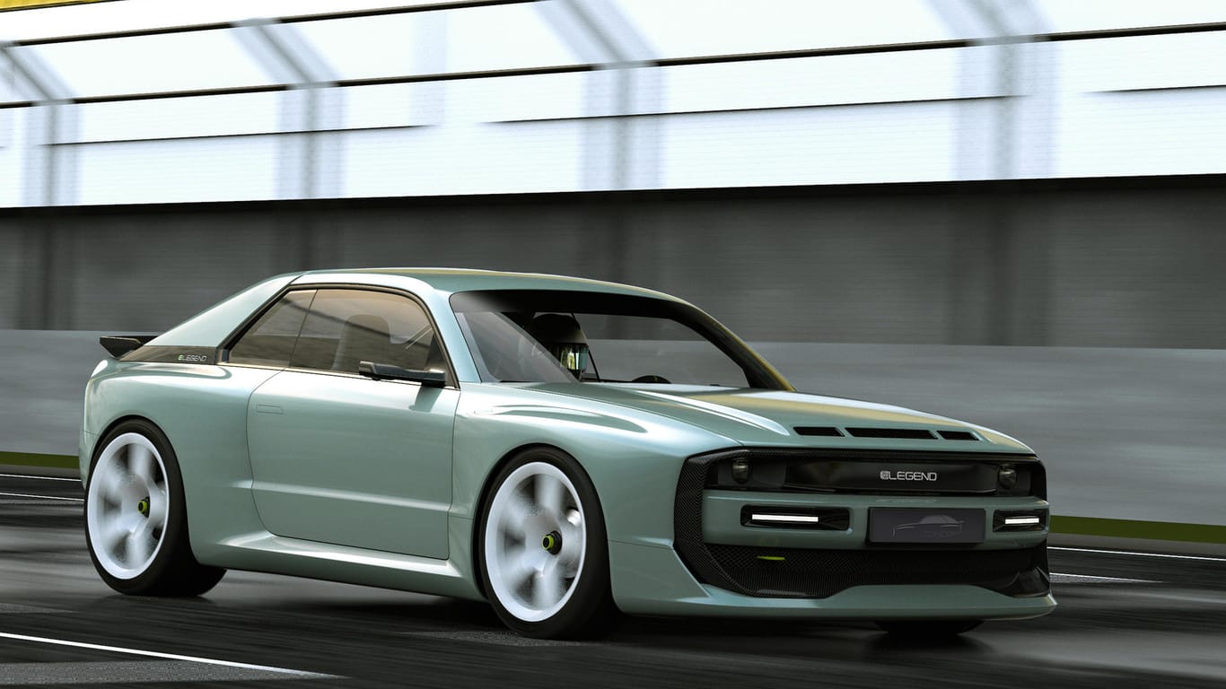 E-Legend: Die vier Audi-Ringe darf er nicht tragen. Darüber hinaus ist er aber unverkennbar an den Sport Quattro angelehnt.