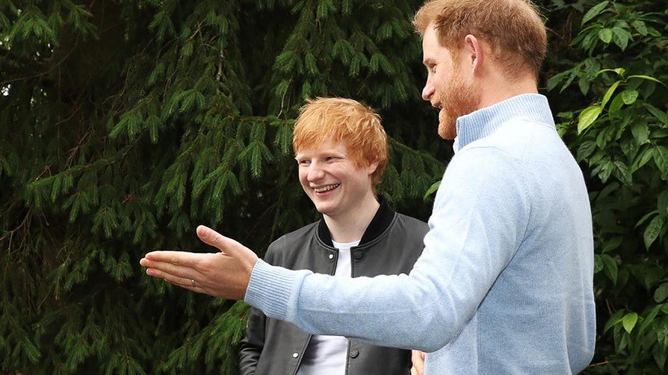 Ed Sheeran und Prinz Harry: Mit ihm sorgte der Royal am Mittwochnachmittag für einen Überraschungsauftritt.