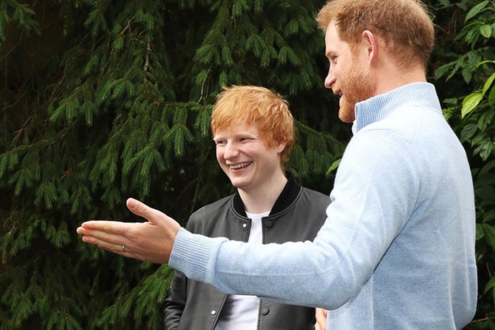 Ed Sheeran und Prinz Harry: Mit ihm sorgte der Royal am Mittwochnachmittag für einen Überraschungsauftritt.