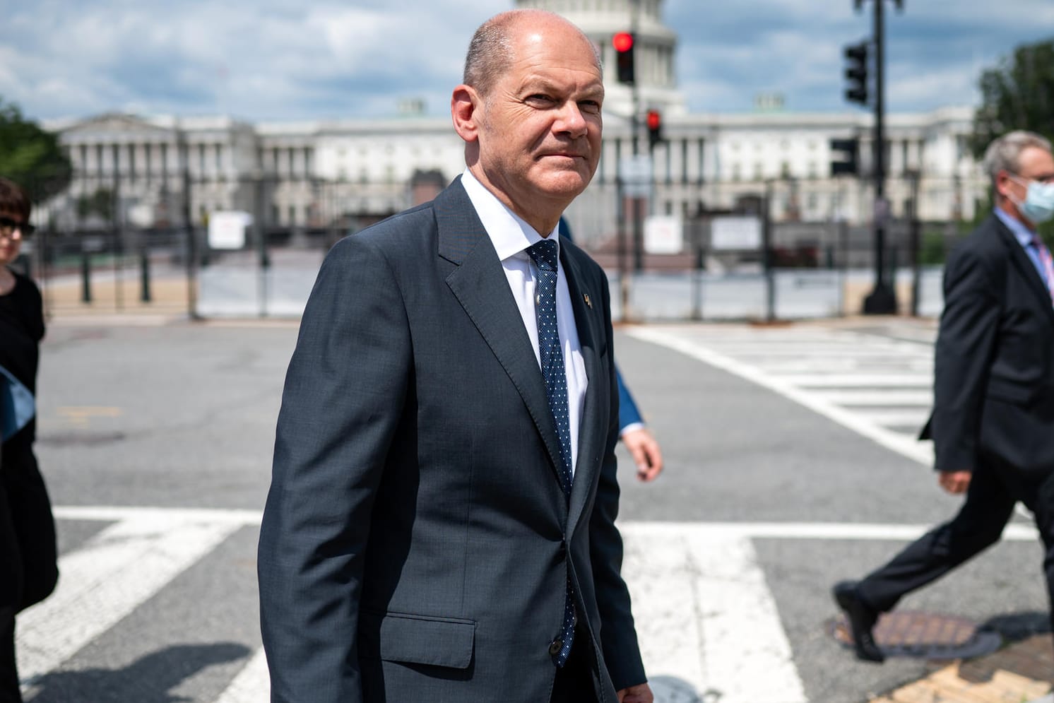 Olaf Scholz (SPD) in Washington: Der Bundesfinanzminister verkündete die OECD-Einigung auf eine Mindeststeuer.