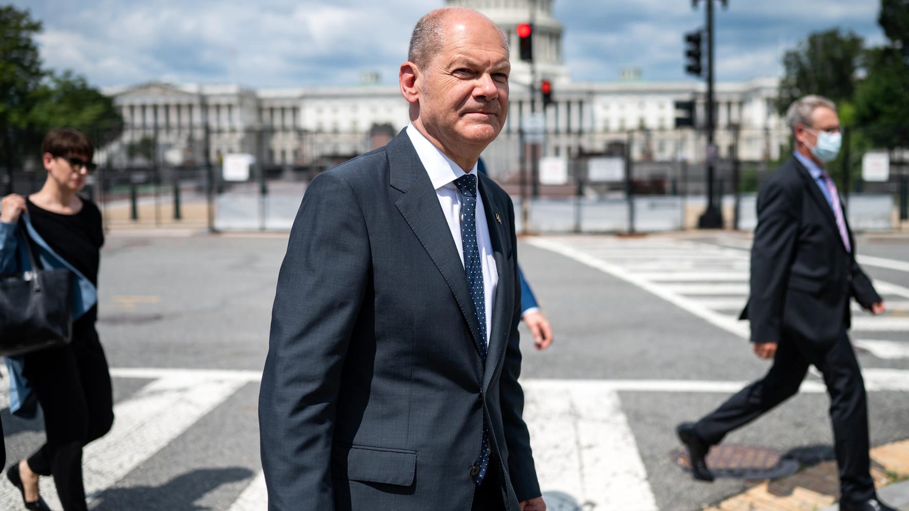 Olaf Scholz (SPD) in Washington: Der Bundesfinanzminister verkündete die OECD-Einigung auf eine Mindeststeuer.