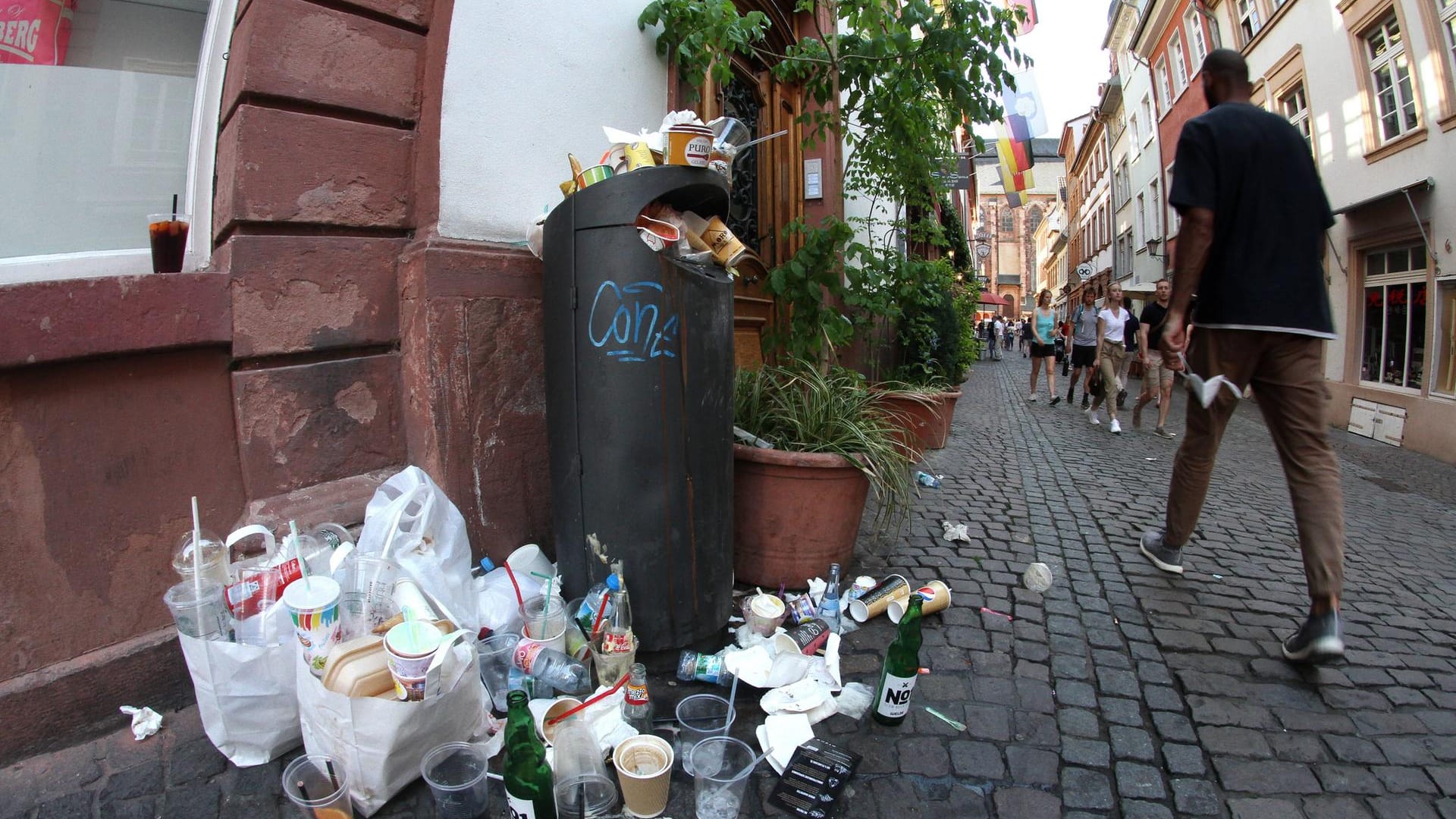 Szene in der Innenstadt von Heidelberg.