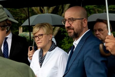 EU-Ratspräsident Charles Michel und Litauens Ministerpräsidentin Ingrida Simonyte: Gemeinsame wollen sie die EU-Grenze zu Belarus schärfer kontrollieren.