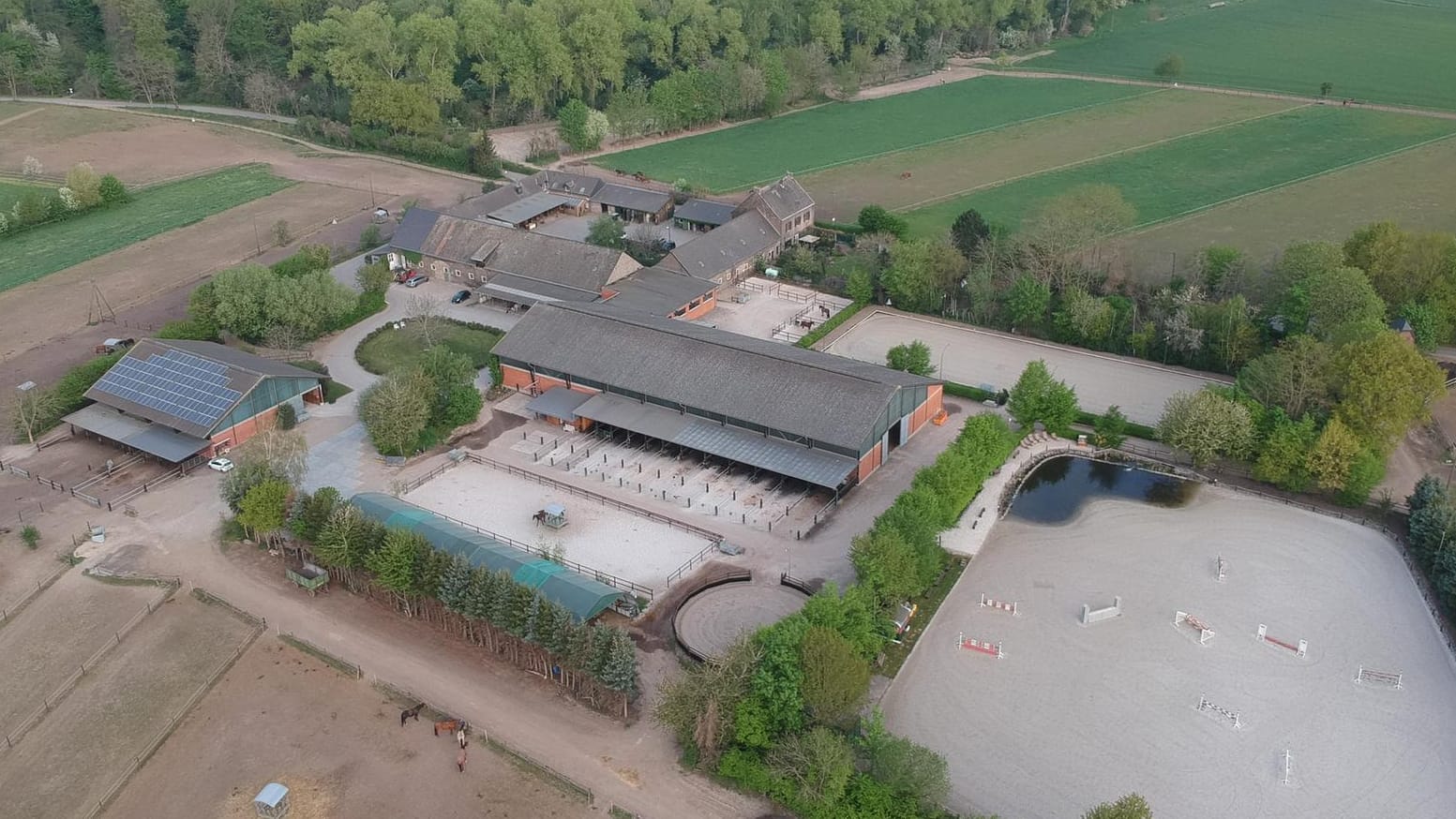 Block auf das Gelände des Landwirts: Die Reitanlage "Haus Furth" liegt unmittelbar am Waldrand zu Köln.