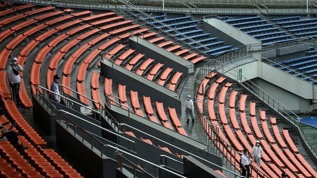 Die Tribünen werden während der Olympischen Spiele in Tokio leer bleiben. Die Tribünen werden während der Olympischen Spiele in Tokio leer bleiben.
