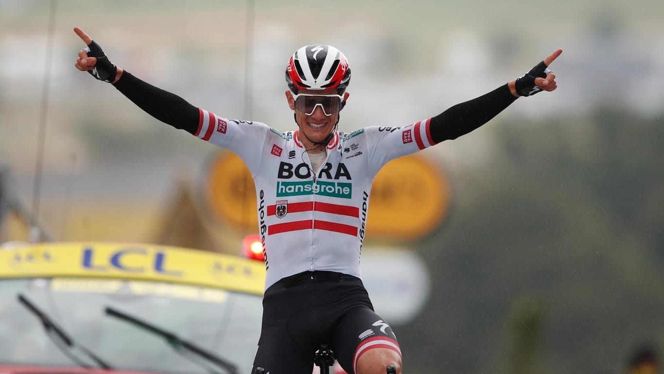 Patrick Konrad: Der Österreicher hat bei der 108. Tour de France den zweiten Etappensieg für das deutsche Team Bora-hansgrohe geholt.