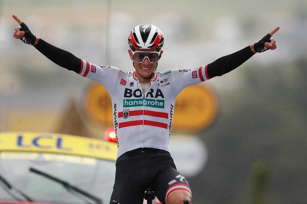 Patrick Konrad: Der Österreicher hat bei der 108. Tour de France den zweiten Etappensieg für das deutsche Team Bora-hansgrohe geholt.