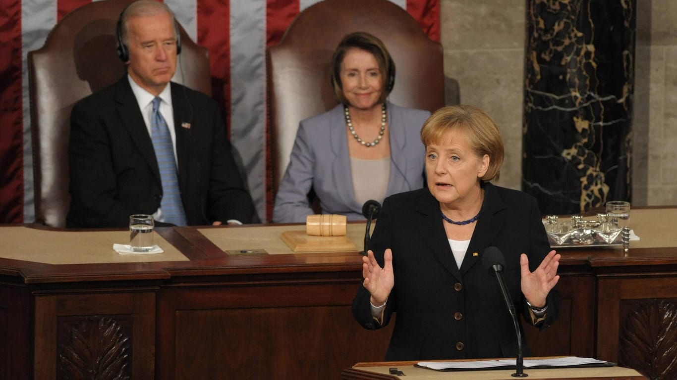 Angela Merkel sprach 2009 vor dem US-Kongress.