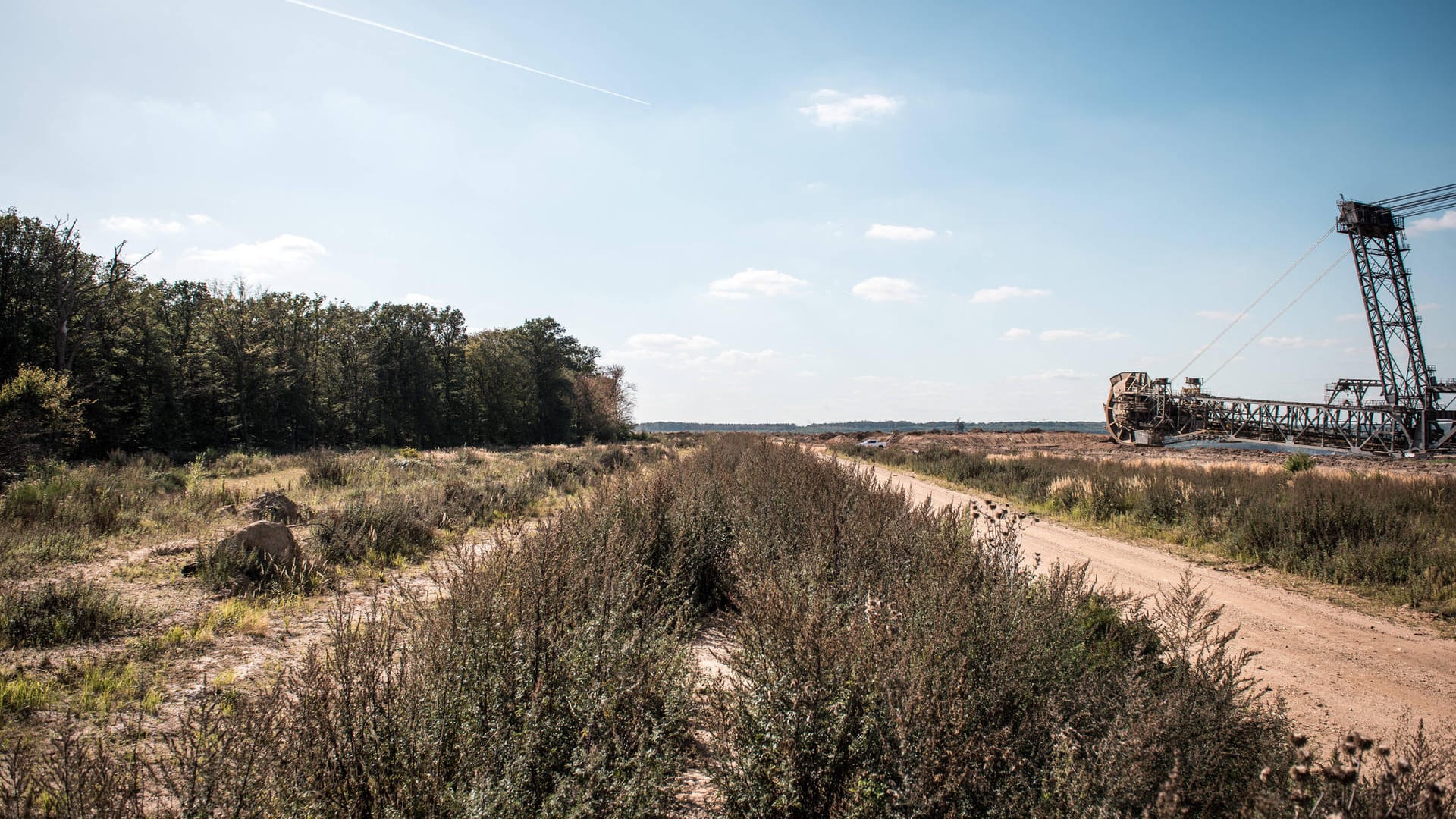 Tagebaubagger von RWE direkt am Hambacher Forst: Laschet sieht sich als Retter des Waldes. Recherchen und ein heimlicher Gesprächsmitschnitt legen etwas anderes nahe.