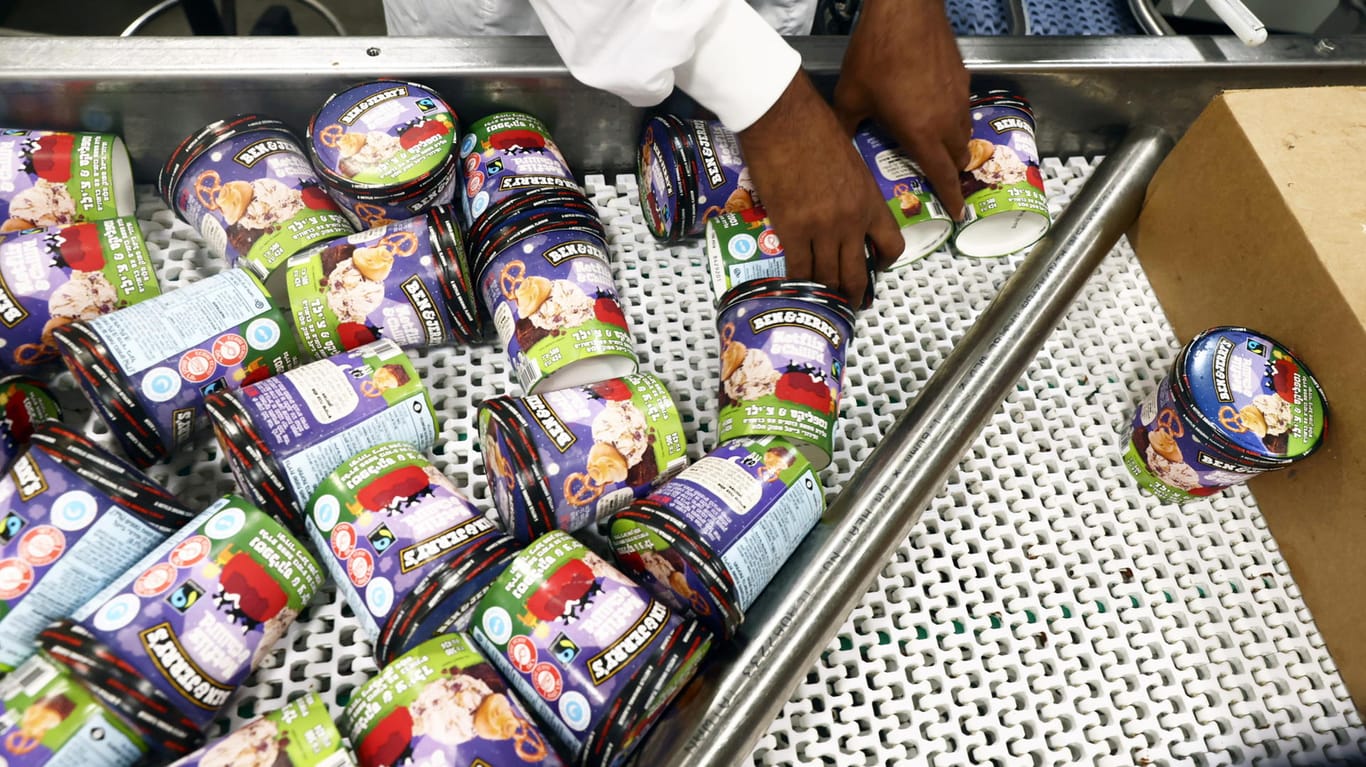 Ben & Jerry's-Eiscreme in einer Fabrik in Israel: Der Hersteller will sein Eis nicht mehr an Gebiete wie das Westjordanland liefern.