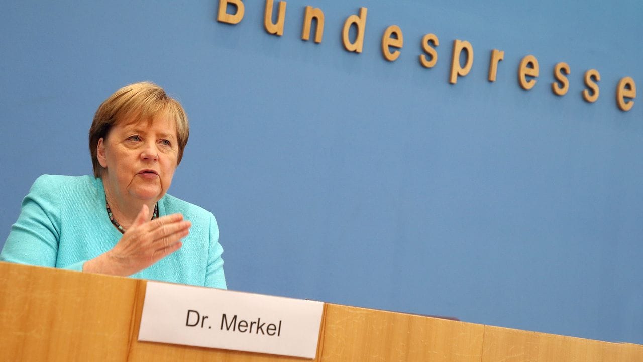 Bundeskanzlerin Angela Merkel (CDU) in der Bundespressekonferenz in Berlin.