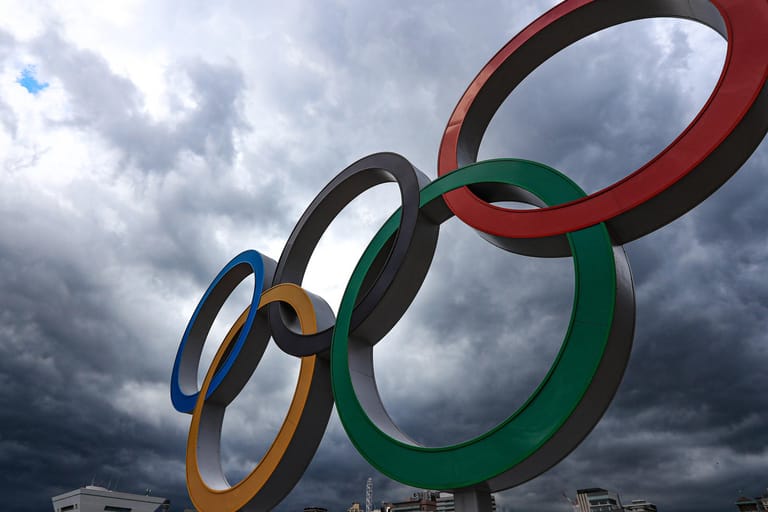 Die Olympischen Ringe, hier in Yokohama.