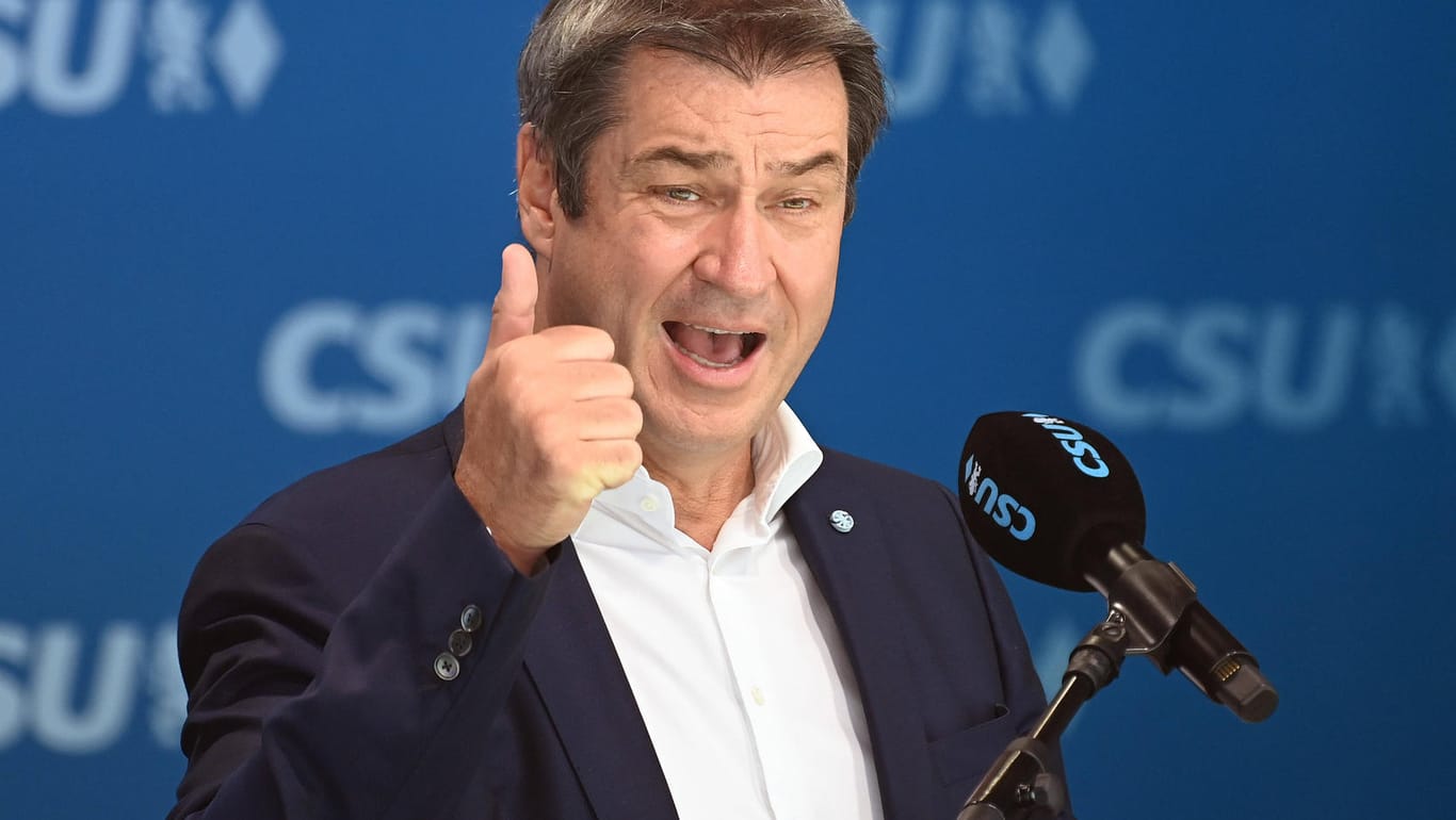 Der bayerische Ministerpräsident Markus Söder bei einer Rede: Heute will der CSU-Vorstand das Programm für den Bundestagswahlkampf beschließen.