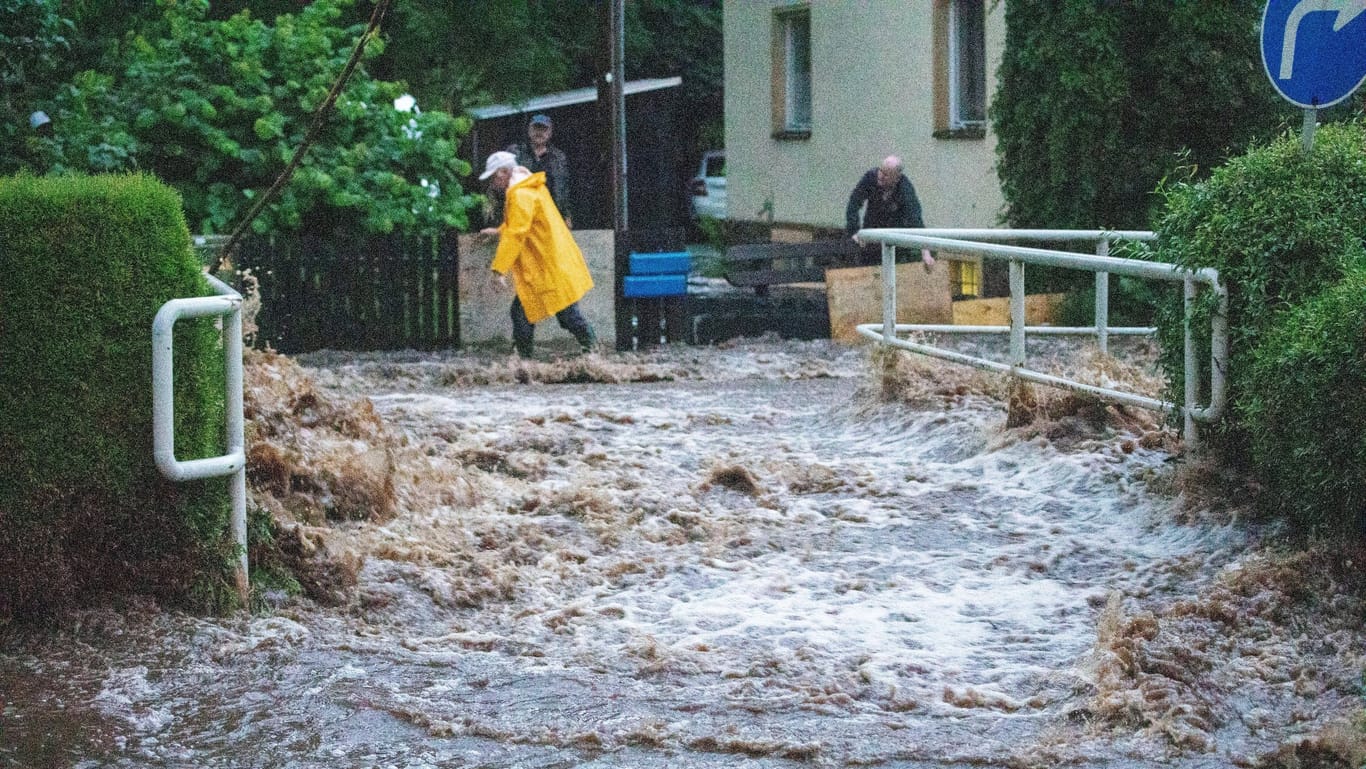 Sturzflut in Jöhstadt: Auch im Erzgebirge sorgte Tief "Bern" für heftige Regenfälle.