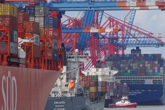 Containerschiffe im Hamburger Hafen (Symbolbild): Steigende Inzidenzzahlen und Lieferengpässe belasten die deutsche Wirtschaft.