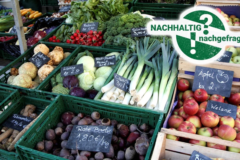 Wochenmarkt: Hier gilt es, die Herkunft der Produkte zu erfragen – nicht immer kommt das angebotene Obst und Gemüse wirklich aus der Umgebung.