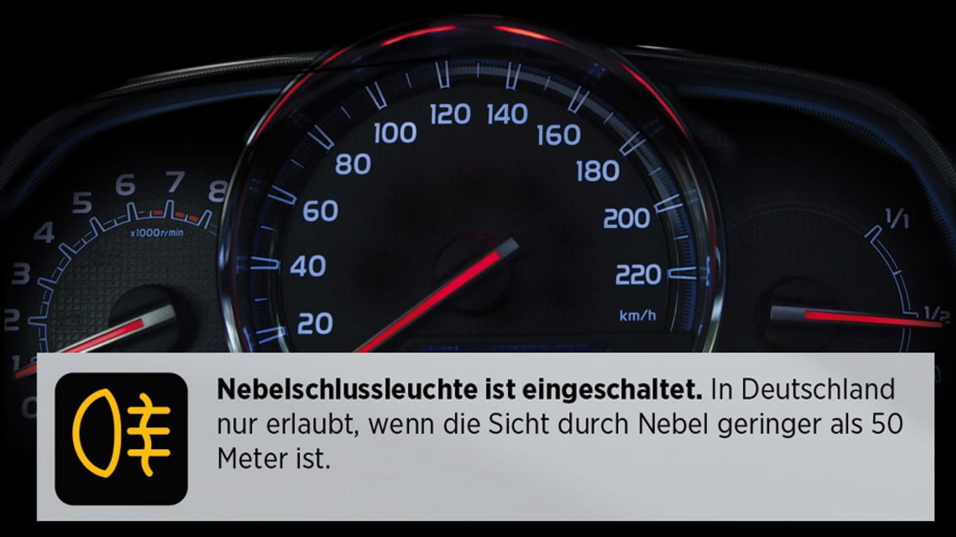 Kontrollleuchten im Auto: Ihre Nebelschlussleuchte ist angeschaltet.