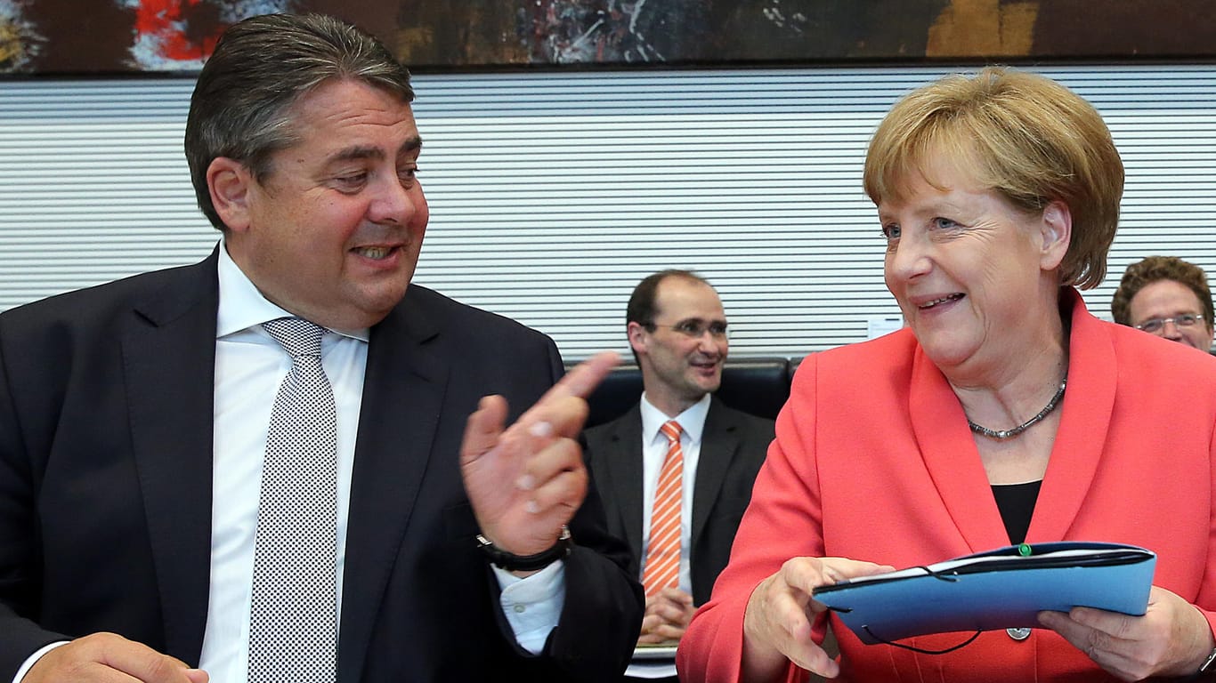 Umfragemäßig mal wieder was zu lachen: die Chefs von SPD und CDU, Sigmar Gabriel und Angela Merkel.