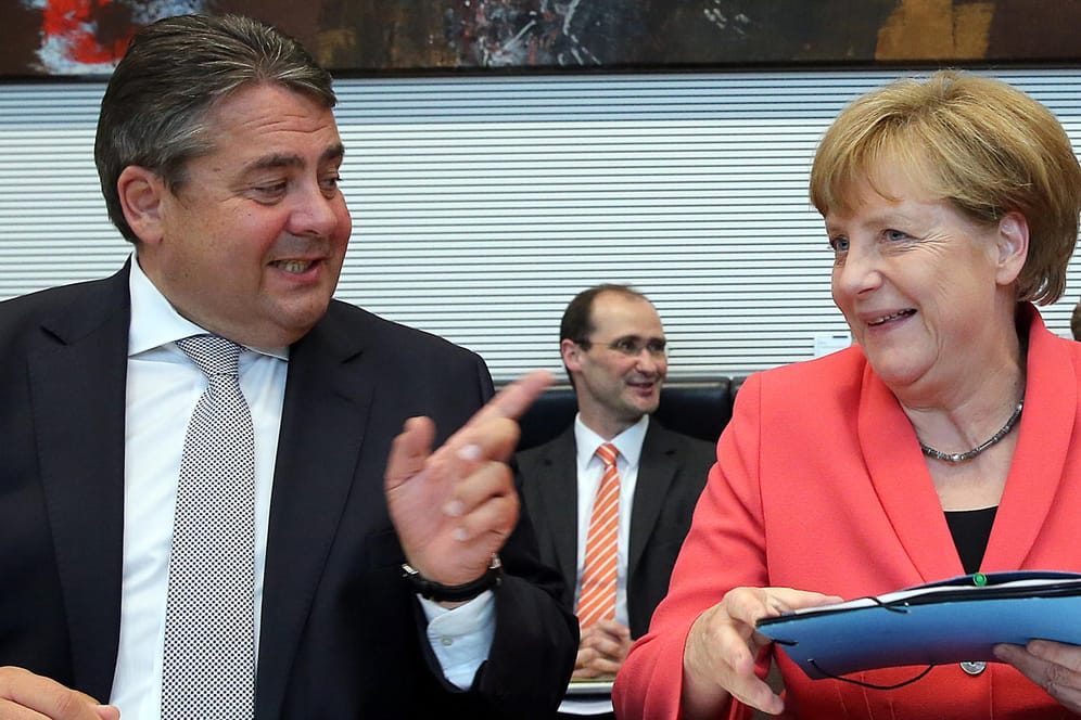 Umfragemäßig mal wieder was zu lachen: die Chefs von SPD und CDU, Sigmar Gabriel und Angela Merkel.