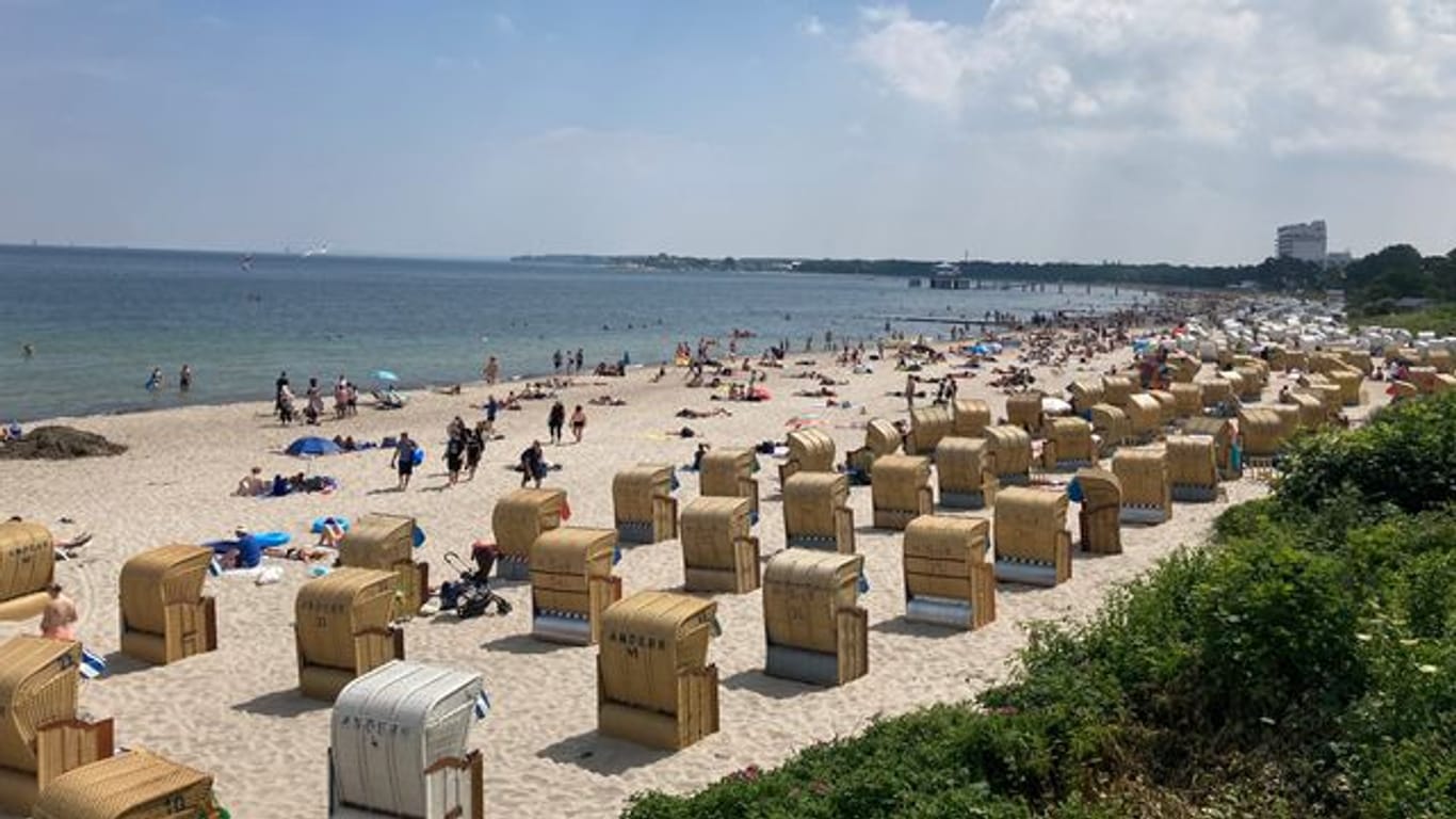 Urlauber und Tagesgäste genießen den Strand an der Lübecker Bucht.