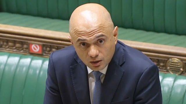 Sajid Javid, Gesundheitsminister von Großbritannien, spricht zu den Abgeordneten im Unterhaus.