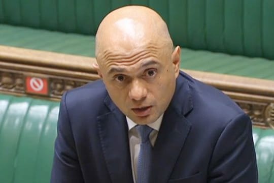 Sajid Javid, Gesundheitsminister von Großbritannien, spricht zu den Abgeordneten im Unterhaus.