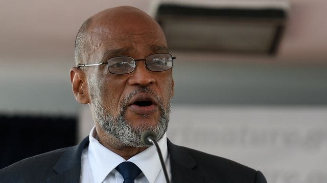 Ariel Henry spricht während seiner Ernennung zum neuen Premierminister. Ariel Henry spricht während seiner Ernennung zum neuen Premierminister.