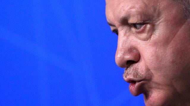 Der türkische Präsident Erdogan während einer Pressekonferenz Mitte Juni. Der türkische Präsident Erdogan während einer Pressekonferenz Mitte Juni.