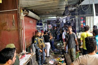 Der Ort des Selbstmordanschlags auf einem Markt in der Hauptstadt Bagdad.