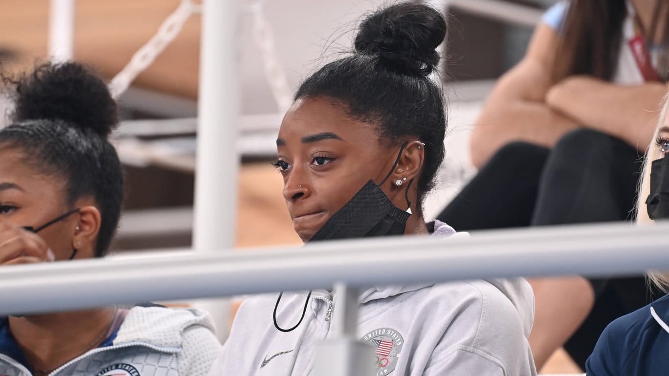 Simone Biles: Der Turn-Star war zuletzt bei den Spielen nur Zuschauerin auf der Tribüne.