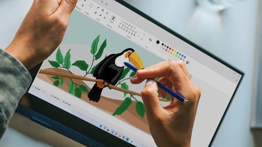 So könnte die kommende Paint-App in Windows 11 aussehen. Die Elemente sind vor allem runder als noch bei Windows 10.