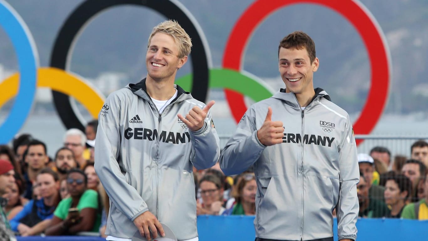 Haben im Segeln die Bronze-Medaille gewonnen: Erik Heil (l.) und Thomas Plößel.