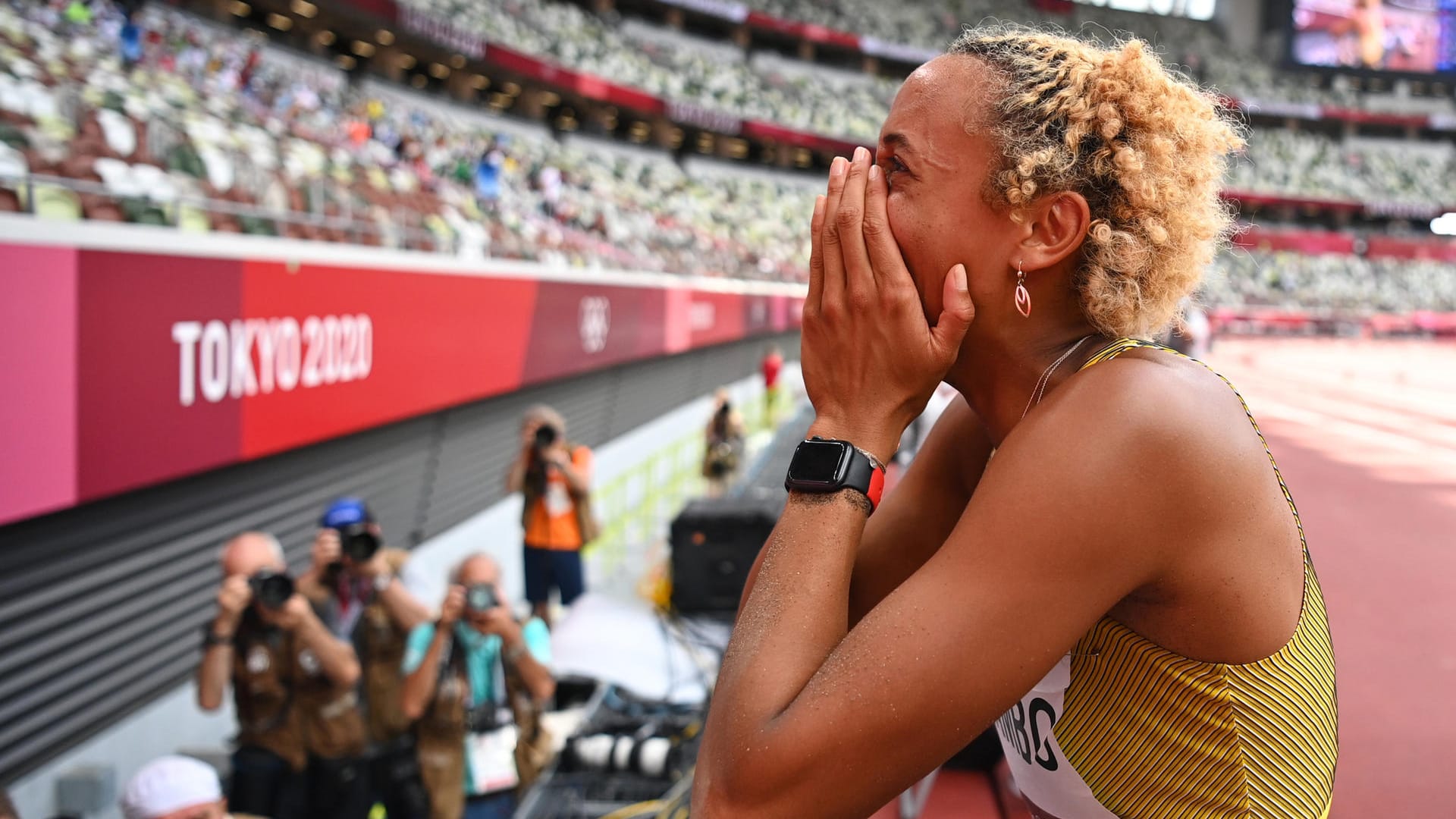 Stolze Goldmedaillen-Gewinnerin: Weitspringerin Malaika Mihambo.