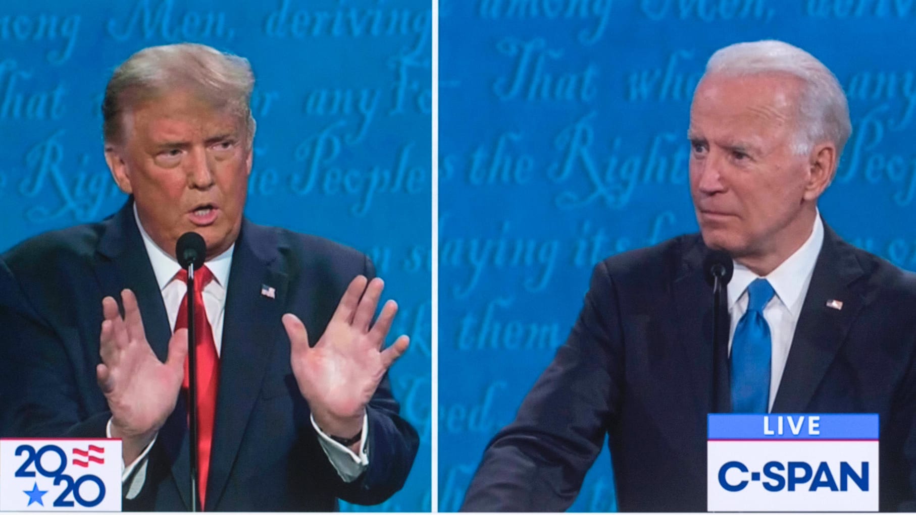 Fernsehdebatte während des US-Wahlkampfs im Oktober 2020 (Archivbild): Der aktuelle US-Präsident Joe Biden hatten vor der Wahl immer wieder betont alles anders machen zu wollen als sein Vorgänger Donald Trump.