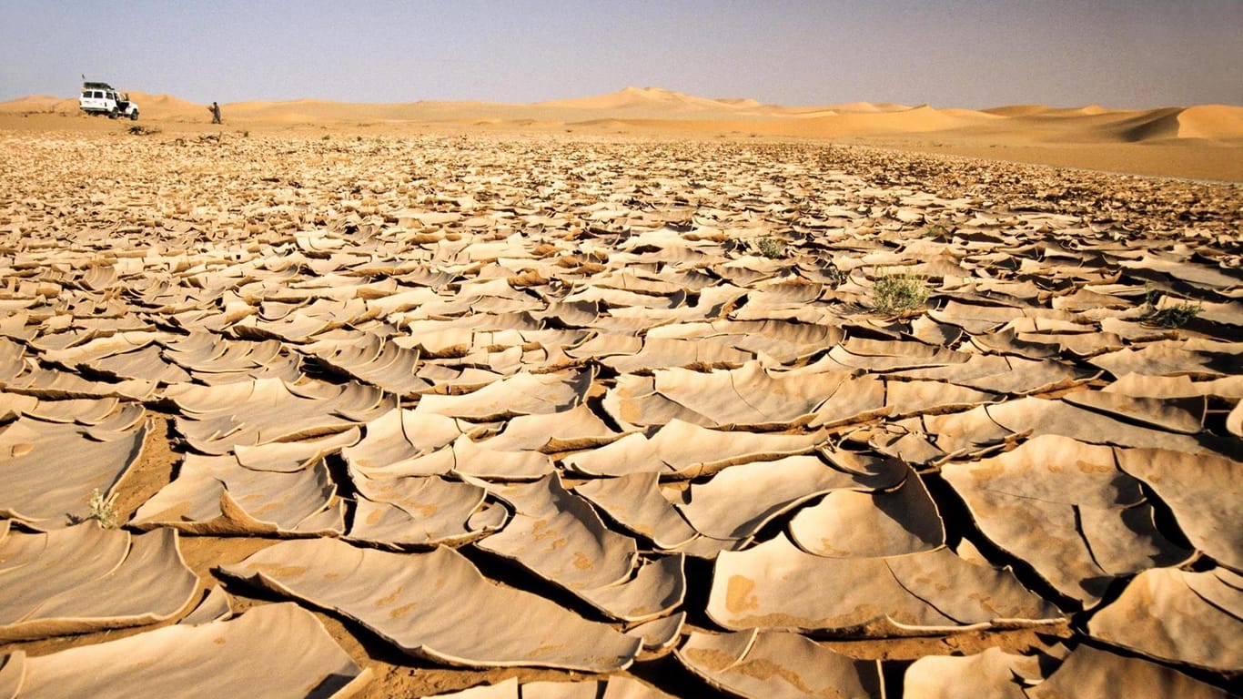 Selbst ein bisschen Regen kann den ausgedorrten Boden in der Wüste nicht mehr zum Sprießen bringen.