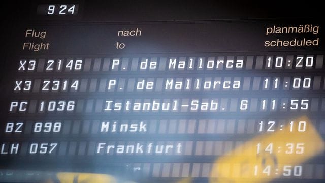 Anzeigetafel für Flüge