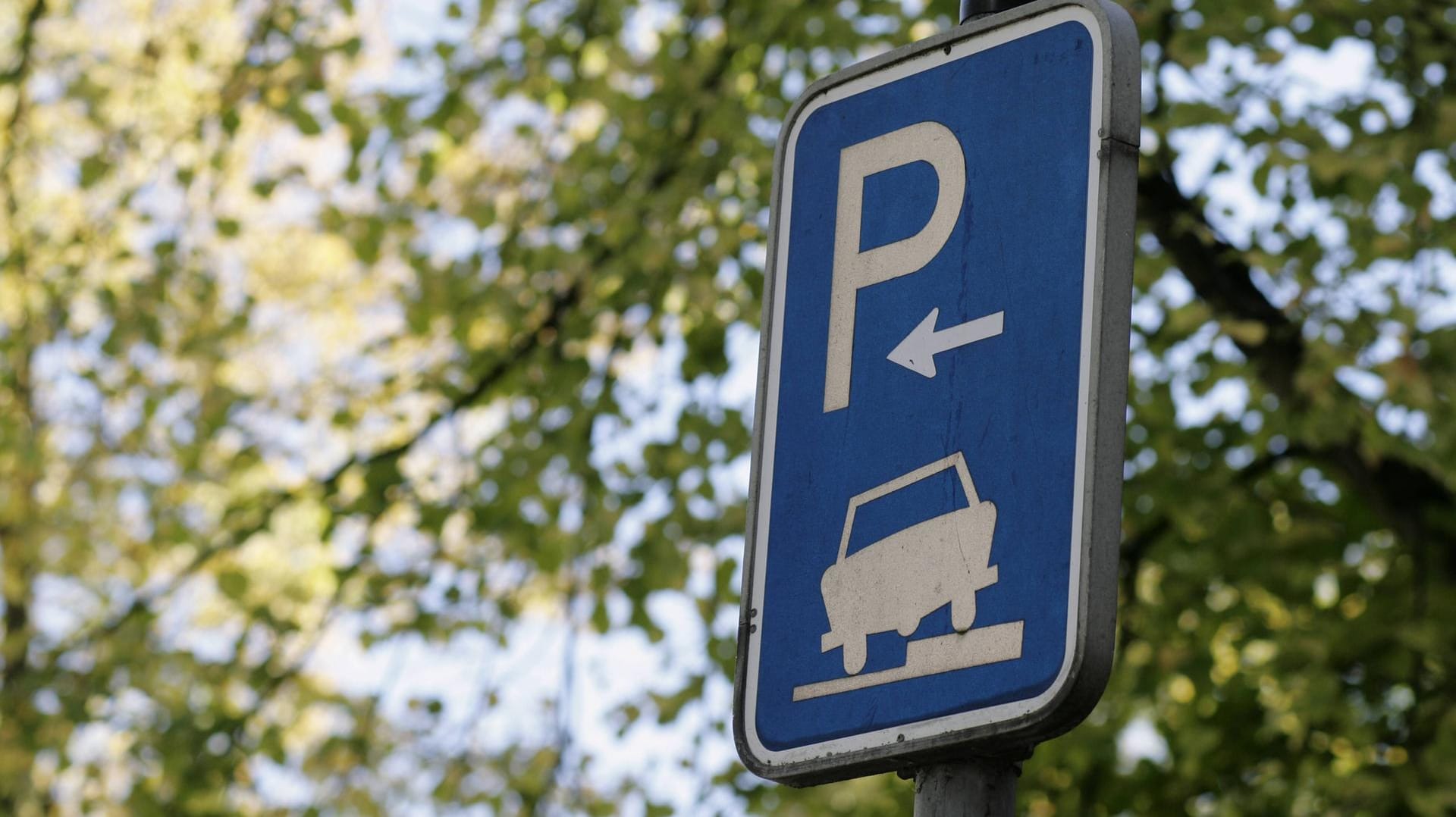 Verkehrsschild: In einigen Straßen muss das Auto halb auf dem Gehweg geparkt werden.