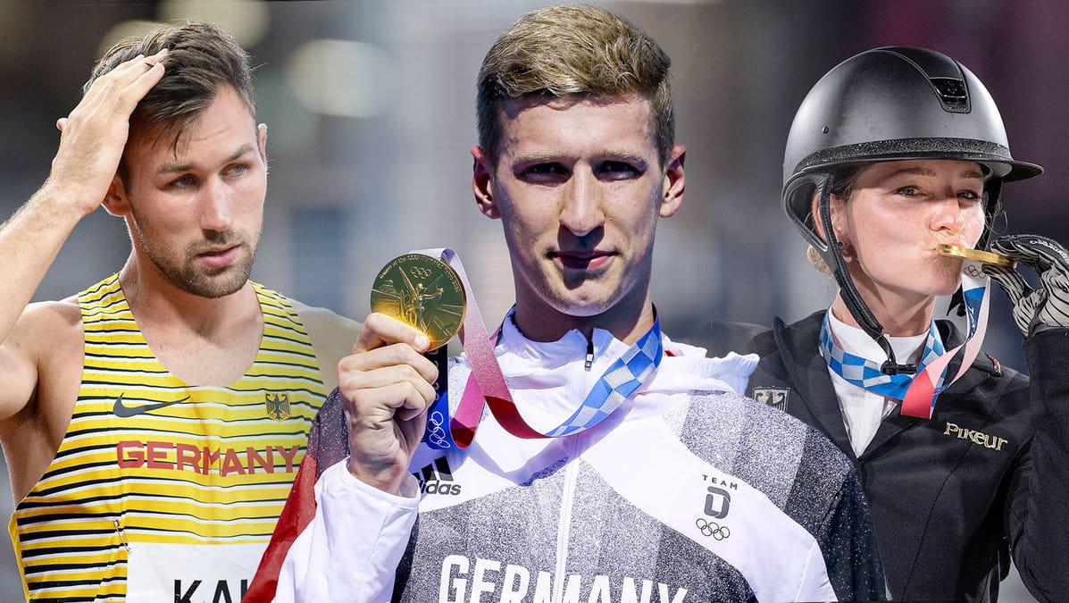 Niklas Kaul, Florian Wellbrock und Julia Krajewski (v.l.n.r.): Nicht für alle deutschen Athleten lief es bei den Olympischen Spielen in Tokio wie geplant.