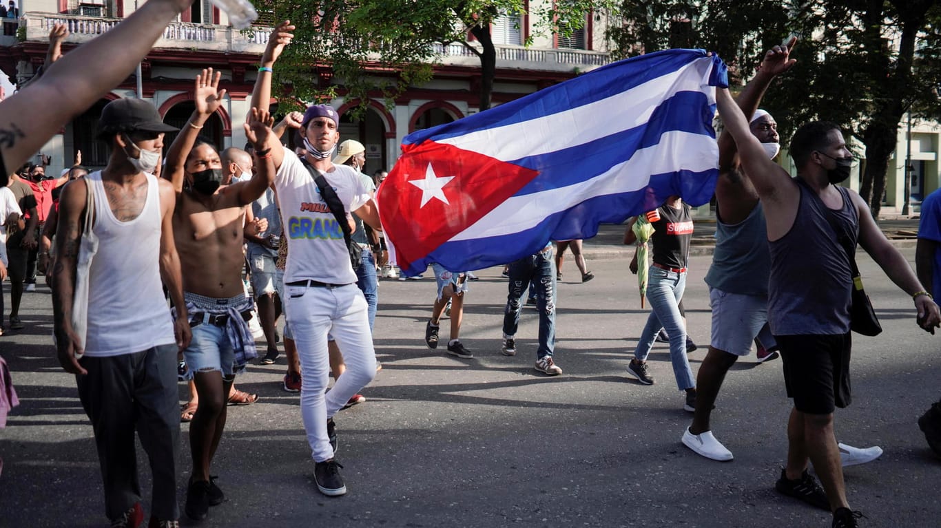 Proteste in Kuba: Im Juli gingen tausende Kubaner auf die Straße, um gegen die Regierung zu protestieren.