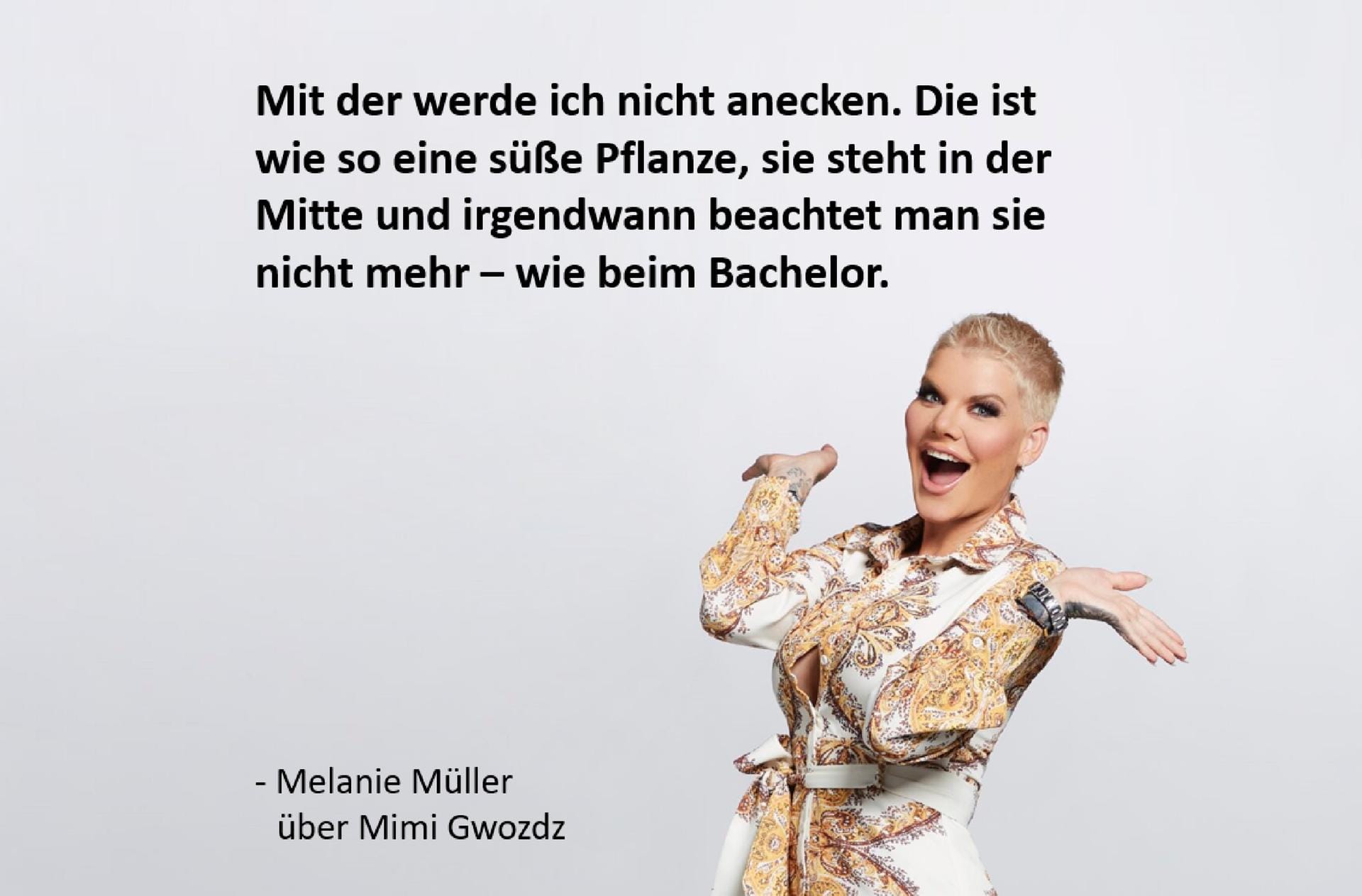 Melanie Müllers erster Eindruck von Ex-"Bachelor"-Kandidatin Mimi Gwozdz.