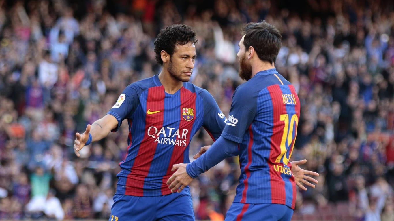 Sie jubelten schon zusammen für Barcelona: Neymar (l.) und Messi.