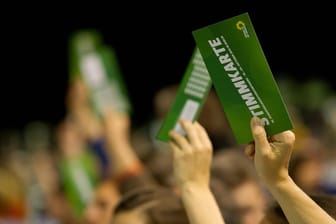 Grüne-Mitglieder stimmen auf einem Parteitag ab: Der Brandenburger Landesverband wird von einem Nacktbild-Skandal erschüttert.