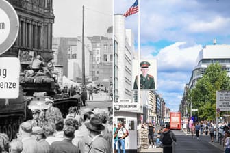 Checkpoint Charlie damals und heute: Vor 60 Jahren wurde in Berlin die Mauer gebaut.