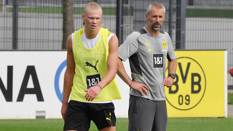 BVB-Stürmer Haaland (l.) und -Trainer Rose: Neues Erfolgsduo in Dortmund?