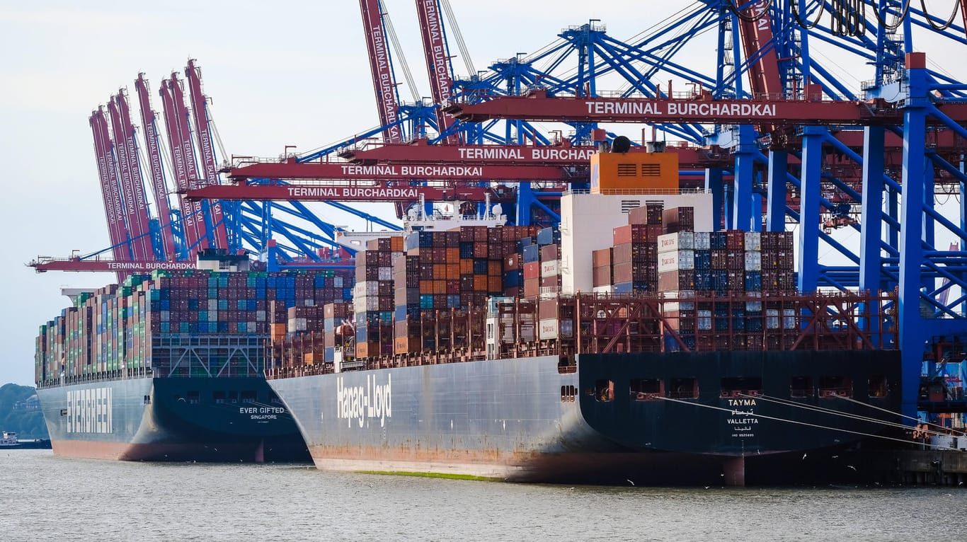 Containerschiffe im Hamburger Hafen (Symbolbild): Ein wichtiger Hafen in China ist dicht – nun droht ein Lieferchaos.