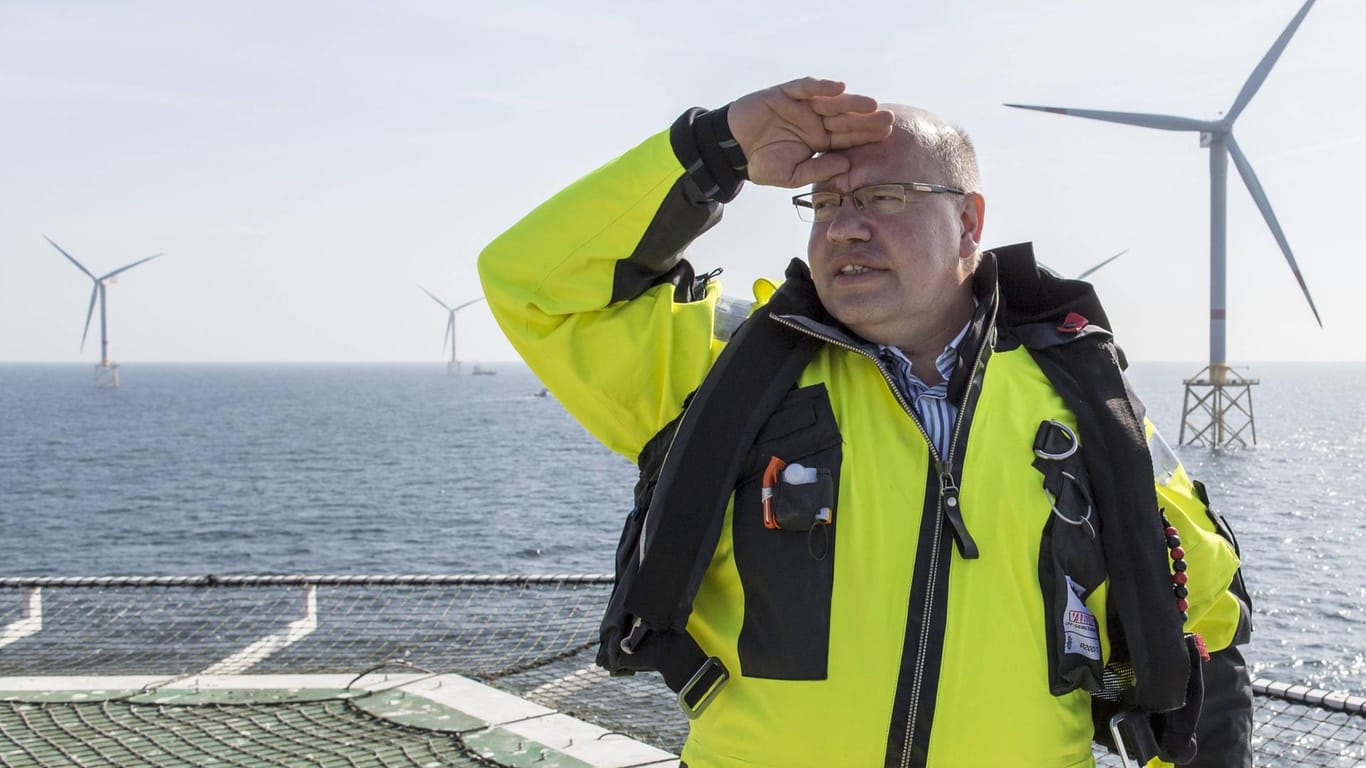 Peter Altmaier beim Besuch eines Offshore-Windparks im Jahr 2012 in seiner Funktion als Bundesumweltminister.